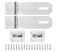 Sinofort 2 Pcs Door Padlock Hasp, 4 Inch Shed Door Latch, Heavy Duty Padlock Hasp, Lock Shed Latch Shed Locks and Latches for Garden Sheds Underground Garages Bedrooms Cabinets (Silver)