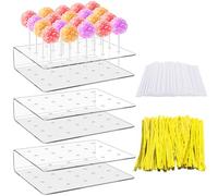Sinofort 3 PCS Cake Pop Stand, 20 Hole Lollipop Holder Lollipop Stand, Clear Acrylic Cake Pop Stand Holder for Wedding Baby Shower Birthday Party Halloween Cand