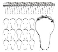 Sinofort 50PCS Shower Curtain Hooks,7.4cm*3.6cm Stainless Steel Roller Balls Bath Curtain Rings,Silver, Metal, Shower Rod & Rail Rings, Roller Balls for Bathrooms Rust-Resistant Easy To Open,Install