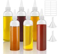 Sinofort 6 Pcs Sauce Bottle 8oz, 250ML Squeeze Bottle, Reusable Squeezy Bottles with Nozzles, Condiment Squeeze Bottles with Cleaning Brush Sticker for Sauce, BBQ, Paint and Olive Oil