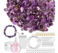 Sinofort Crystal Jewellery Making Kit, 450 PCS Drilled Crystal Beads for Jewelry Making, Natural Gemstone Chip Beads for Bracelet Necklace Earring Ring Making, DIY Gift for Girls(5-8mm)