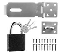 Sinofort Shed Lock 90°Gate Lock 180°Door Latch Hasp Shed Door Latch Hasp and Staple with Padlock Door Hasp Lock for Bedroom Cabinet Doors and Windows Pet Cage (5inch)