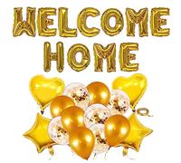 Sinofort Welcome Home Banners and Balloons 16Pcs Home Sweet Home Banner Welcome Home Decoration with Heart and Star Sequin Balloons for Home Decoration Family Party Supplies