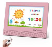 SINOIDEAS 7 Inch Kids Digital Alarm Clock, Children's Sleep Trainer,Eye-Caring Digital Clock for Girls Boys Bedrooms Bedside (Pink)