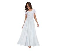 Sinono Womens Chiffon Retro Maxi Skirt Vintage Ankle-Length Skirts, White, Medium