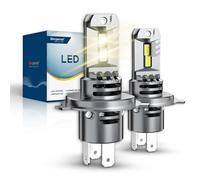 Sinoparcel H4 LED Headlight Bulbs, 3000K Yellow H4/9003 Headlight Bulb for Car High and Low Beam, 400% Brighter Warm White, with Built-in Cooling Fan, IP67, Pack of 2