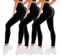 SINOPHANT 3 Pack Leggings for Women - High Waisted Tummy Control Buttery Soft Yoga Pants for Workout Athletic, Black/Black/Black, Large-X-Large