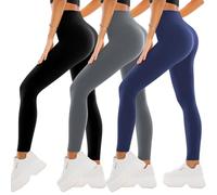 SINOPHANT 3 Pack Leggings for Women - High Waisted Tummy Control Buttery Soft Yoga Pants for Workout Athletic, Black/Grey/Navy, Small / Medium