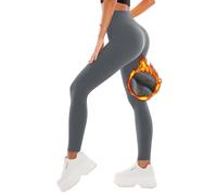 SINOPHANT Fleece Lined Leggings for Women, Soft Elastic High Waisted Thermal Warm Winter Thick Yoga Pants(1Grey, L-XL)