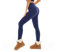 SINOPHANT Fleece Lined Leggings for Women, Soft Elastic High Waisted Thermal Warm Winter Thick Yoga Pants(1Navy, L-XL)