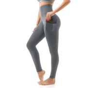 SINOPHANT High Waisted Leggings with Pockets for Women, Buttery Soft Elastic Opaque Tummy Control Stretchy Yoga Pants Trousers(#1 Pack, Grey Side Pocket,S-M