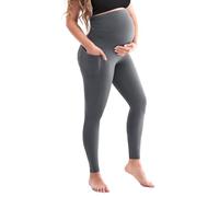 SINOPHANT Women's Maternity Leggings High Waist Maternity Trousers with Pockets Opaque Pregnancy Leggings Soft Elastic Maternity Fashion Home Yoga, 1 Pack Gray, XL