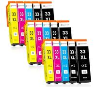 SINOPRINT 15-Pack 33XL Ink Cartridges Multipack for Epson 33 XL Compatible with Epson Expression Premium XP-530 XP-540 XP-630 XP-640 XP-645 XP-830 XP-900 XP-7100(Black Photo Black Cyan Magenta Yellow)