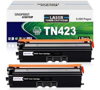 SINOPRINT TN423BK Black Toner Compatible for Brother TN-423BK, 2 Black