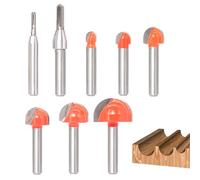 Sinoprotools 8Pcs Core Box Router Bits Set 1/4 Inch Shank, Carbide Round Nose Cove Box Router Bits, Groove Router Bit, Cove Router Bit for Woodworking