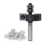 Sinoprotools Rabbet Router Bit 1/2 Inch Shank，Slotting Router Bit with Insert Replaceable Knives，Adjustable Multi Depths Cutter with 12 Collars Kits Set for Woodworking