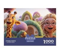 Sinoshow_24085_3d_cartoon_characters_a_giraffe_and_a_parrot_wea_4218d30a-ee79-48fd-8a55-6ca781d3c3ba_1 1000 Pieces Puzzles Impossible Hard Difficult Jigsaw Puzzle, Vibrant Imagery, Bir