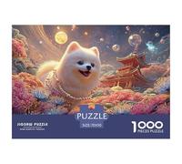 Sinoshow_24085_3d_cute_white_pomeranian_puppy_with_blue_eyes_an_272a0c2e-9366-4d46-843a-f25dba7c98bb_1 1000 Pieces Puzzles Challenging And Educational Jigsaw Puzzle, Unique Challenging Educational To