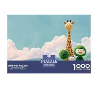 Sinoshow_24085_3d_illustration_of_cute_giraffe_cat_and_green_du_37e8d3e2-2c9e-470c-8fb1-5793175ccc8c_4 1000 Pieces Puzzles Impossible Hard Difficult Puzzle Game, Unique Challenging Educational Toys,