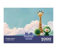 Sinoshow_24085_3d_illustration_of_cute_giraffe_cat_and_green_du_37e8d3e2-2c9e-470c-8fb1-5793175ccc8c_4 1000 Pieces Puzzles Impossible Hard Difficult Jigsaw Puzzle, Vibrant Imagery, Bir