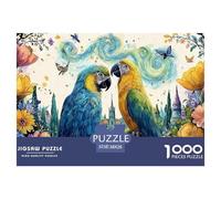 Sinoshow_24085_3d_painting_two_parrots_in_love_surrounded_by_fl_9cde9b94-74b0-4b97-af02-37d346578d2a_2 1000 Pieces Puzzles Challenging And Educational Jigsaw Puzzle, Unique Challenging Educational To