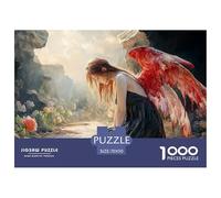 Sinoshow_24085_a_beautiful_fallen_angel_with_red_wings_kneeling_f1aa80d1-af21-4f4b-b8b8-649eafb5bc64_4 1000 Pieces Jigsaw Fun Challenging & Brainteasing Jigsaw Puzzle, Vibrant Imagery
