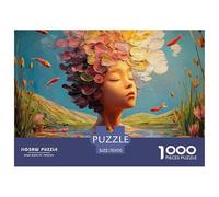 Sinoshow_24085_a_beautiful_girl_with_her_eyes_closed_is_sitting_4dbc5cfa-4051-43f2-8156-e468c822ee5d_2 1000 Pieces Jigsaw Challenging And Educational Puzzle Game, Stress Releasing Family Game, Birthd