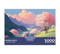 Sinoshow_24085_a_beautiful_valley_with_lush_green_grass_pink_an_4a5cc3d3-1c16-4625-a33f-fd32b4aa8ec2_3 1000 Pieces Puzzles Impossible Hard Difficult Jigsaw Puzzle, Vibrant Imagery, Fam