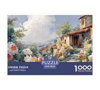 Sinoshow_24085_a_beautiful_village_with_roses_and_peonies_stone_3b27837e-c785-4f64-a95a-2c3939130e53_2 1000 Pieces Puzzles Impossible Hard Difficult Jigsaw Puzzle, Stress Releasing Family Game, Famil