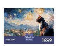 Sinoshow_24085_a_black_cat_in_the_style_of_van_goghs_starry_nig_3864caf7-433f-4a2d-88cb-66afee5ee93c_3 1000 Pieces Jigsaw Fun Challenging & Brainteasing Puzzle Game, Vibrant Imagery, B