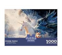 Sinoshow_24085_a_blue_unicorn_with_angel_wings_standing_next_to_da1cf2cc-ab96-4dc0-8c07-c643f1d44fd7_4 1000 Pieces Jigsaw Fun Challenging & Brainteasing Jigsaw Puzzle, Unique Challenging Educational