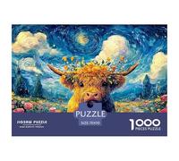 Sinoshow_24085_a_cute_baby_highland_cow_with_orange_flowers_on__d8b1ba1b-e731-4ce8-9e62-aff149c279a0_4 1000 Pieces Puzzles Impossible Hard Difficult Puzzle Game, Stress Releasing Family Game, Birthda