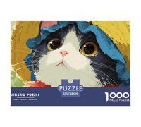 Sinoshow_24085_a_cute_black_and_white_cat_wearing_a_blue_and_ye_cdb86294-a34d-4bf3-bec2-6387c7592dd1_1 1000 Pieces Jigsaw Fun Challenging & Brainteasing Jigsaw Puzzle, Unique Challenging Educational