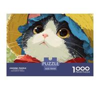 Sinoshow_24085_a_cute_black_and_white_cat_wearing_a_blue_and_ye_cdb86294-a34d-4bf3-bec2-6387c7592dd1_1 1000 Pieces Jigsaw Fun Challenging & Brainteasing Jigsaw Puzzle, Vibrant Imagery