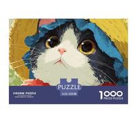 Sinoshow_24085_a_cute_black_and_white_cat_wearing_a_blue_and_ye_cdb86294-a34d-4bf3-bec2-6387c7592dd1_1 1000 Pieces Jigsaw Fun Challenging & Brainteasing Jigsaw Puzzle, Unique Challenging Educational