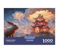 Sinoshow_24085_a_cute_bunny_standing_on_a_rock_in_front_of_a_mu_485c88c9-0165-41c9-ae3d-589bac6ded10_4 1000 Pieces Jigsaw Fun Challenging & Brainteasing Jigsaw Puzzle, Stress Releasing Family Game, F