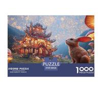 Sinoshow_24085_a_cute_bunny_standing_on_a_rock_in_front_of_a_mu_485c88c9-0165-41c9-ae3d-589bac6ded10_2 1000 Pieces Puzzles Impossible Hard Difficult Jigsaw Puzzle, Vibrant Imagery, Bir