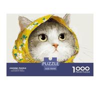 Sinoshow_24085_a_cute_cat_wearing_a_yellow_floral_headscarf_han_8d705412-dead-45cf-be74-d3b2fd08aa56_3 1000 Pieces Jigsaw Fun Challenging & Brainteasing Puzzle Game, Unique Challenging Educational To