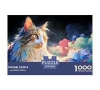 Sinoshow_24085_a_cute_cat_with_neon_glowing_fur_against_a_color_d0036349-b4e1-461c-8c1a-515a4dcf75c6_1 1000 Pieces Jigsaw Fun Challenging & Brainteasing Puzzle Game, Stress Releasing Family Game, Bir