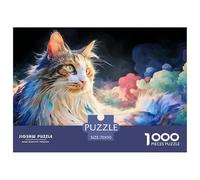 Sinoshow_24085_a_cute_cat_with_neon_glowing_fur_against_a_color_d0036349-b4e1-461c-8c1a-515a4dcf75c6_1 1000 Pieces Puzzles Impossible Hard Difficult Jigsaw Puzzle, Stress Releasing Family Game, Famil
