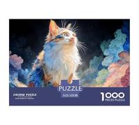 Sinoshow_24085_a_cute_cat_with_neon_glowing_fur_against_a_color_d0036349-b4e1-461c-8c1a-515a4dcf75c6_3 1000 Pieces Jigsaw Fun Challenging & Brainteasing Puzzle Game, Stress Releasing Family Game, Fam
