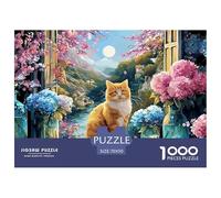 Sinoshow_24085_a_cute_ginger_cat_sitting_on_the_windowsill_surr_c3a1b2e6-253c-442b-960e-e1de448a2e57_4 1000 Pieces Puzzles Impossible Hard Difficult Puzzle Game, Vibrant Imagery, Famil