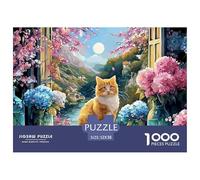 Sinoshow_24085_a_cute_ginger_cat_sitting_on_the_windowsill_surr_c3a1b2e6-253c-442b-960e-e1de448a2e57_4 1000 Pieces Puzzles Impossible Hard Difficult Jigsaw Puzzle, Vibrant Imagery, Fam