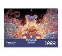 Sinoshow_24085_a_cute_girl_with_two_buns_on_her_head_blue_smoke_8a070087-b241-4b70-be67-2bda6219642f_2 1000 Pieces Puzzles Impossible Hard Difficult Jigsaw Puzzle, Stress Releasing Family Game, Famil