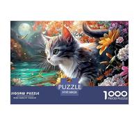 Sinoshow_24085_a_cute_gray_and_white_cat_is_chasing_after_an_gr_e1bf6b34-78df-460e-98cd-703e311f53b5_1 (1) 1000 Pieces Puzzles Impossible Hard Difficult Puzzle Game, Unique Challenging Educational To