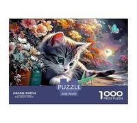 Sinoshow_24085_a_cute_grey_and_white_cat_is_chasing_after_an_ic_e711b125-1f6a-4e1d-b5e7-fbecee974745_4 (1) 1000 Pieces Jigsaw Fun Challenging & Brainteasing Jigsaw Puzzle, Vibrant Imagery Christmas G