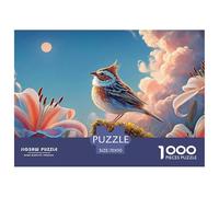 Sinoshow_24085_a_cute_little_lark_sparrow_bird_perched_on_the_e_8df85edf-e67f-4f6d-9305-131b3bf7de98_4 1000 Pieces Jigsaw Impossible Hard Difficult Jigsaw Puzzle, Unique Challenging Educational Toys,