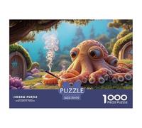 Sinoshow_24085_a_cute_octopus_lying_on_the_ocean_floor_smoking__1102f449-fd12-4d07-a724-b5fbb625109d_4 1000 Pieces Puzzles Impossible Hard Difficult Puzzle Game, Vibrant Imagery, Famil