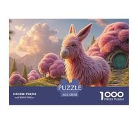 Sinoshow_24085_a_cute_pink_donkey_stands_in_the_field_with_fluf_11a44a3b-69b7-443a-9a94-1a2e2c209cef_3 1000 Pieces Jigsaw Fun Challenging & Brainteasing Jigsaw Puzzle, Vibrant Imagery