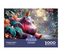 Sinoshow_24085_a_cute_pink_hippopotamus_resting_in_the_jungle_w_cc7a509f-eebb-4e42-9205-2e26829891ec_4 1000 Pieces Jigsaw Fun Challenging & Brainteasing Puzzle Game, Unique Challenging Educational To